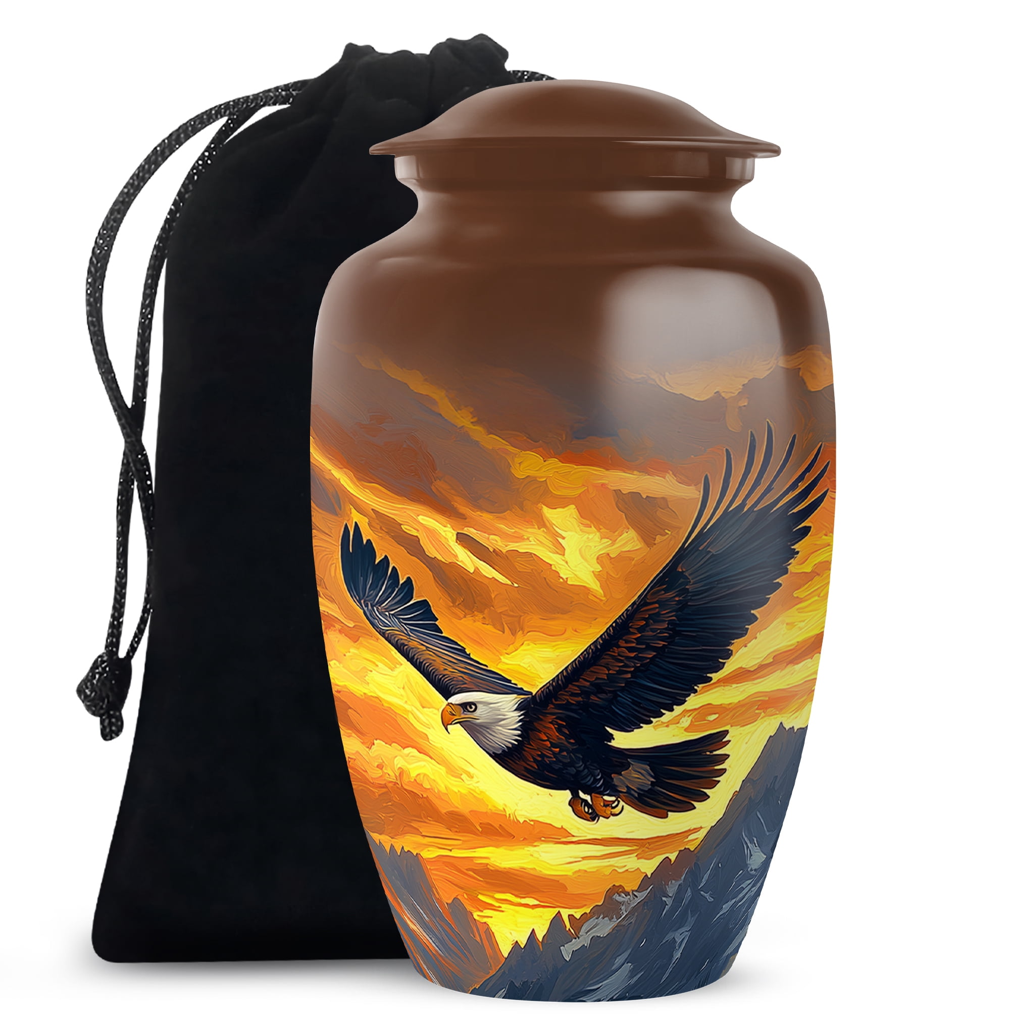 KARYLIZ Eagle Urn - Urns For Human Ashes Adult Man - Eagle in Sunset Sky Urn for Ashes Adult Male, Cremation for Ashes for Women, Urns For Human Ashes Adult Female, 10 Inch