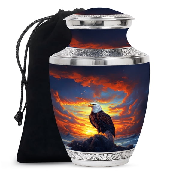 KARYLIZ Eagle Urns For Human Ashes Adult Man - Cremation Urns For Human Ashes - Urn For Human Ashes Adult Female - Eagle at Sunset Peak Urn for Ashes for Women (Size - 10inch)