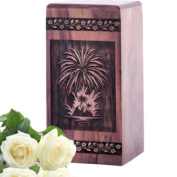 KARYLIZ Fire Pit Wooden Urn For Women Ashes - Cremation Urns For Human Ashes - Burial Urns For Ashes - Large Urns For Human Ashes Adult Male - Wooden Funeral Urns For Ashes Adult - Keepsake Box
