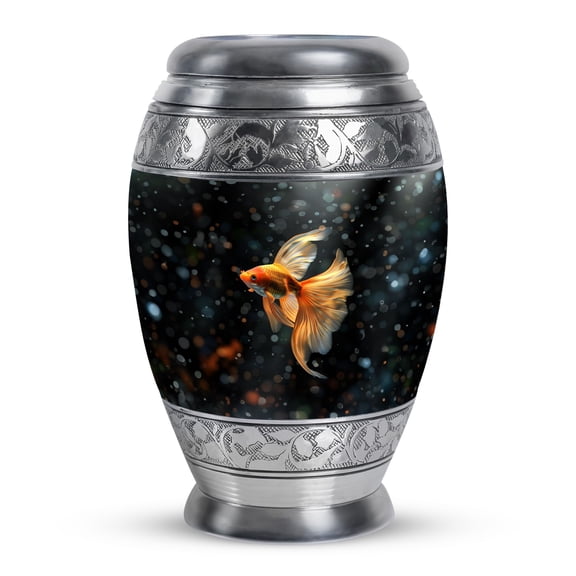 KARYLIZ Fish Urn - Urn for Human Ashes Adult Men - Black Large Cremation for Male & Female - Human Remains Funeral Adult - Memorial Tribute for Human Ashes Adult Man & Women (Size 10 Inch)