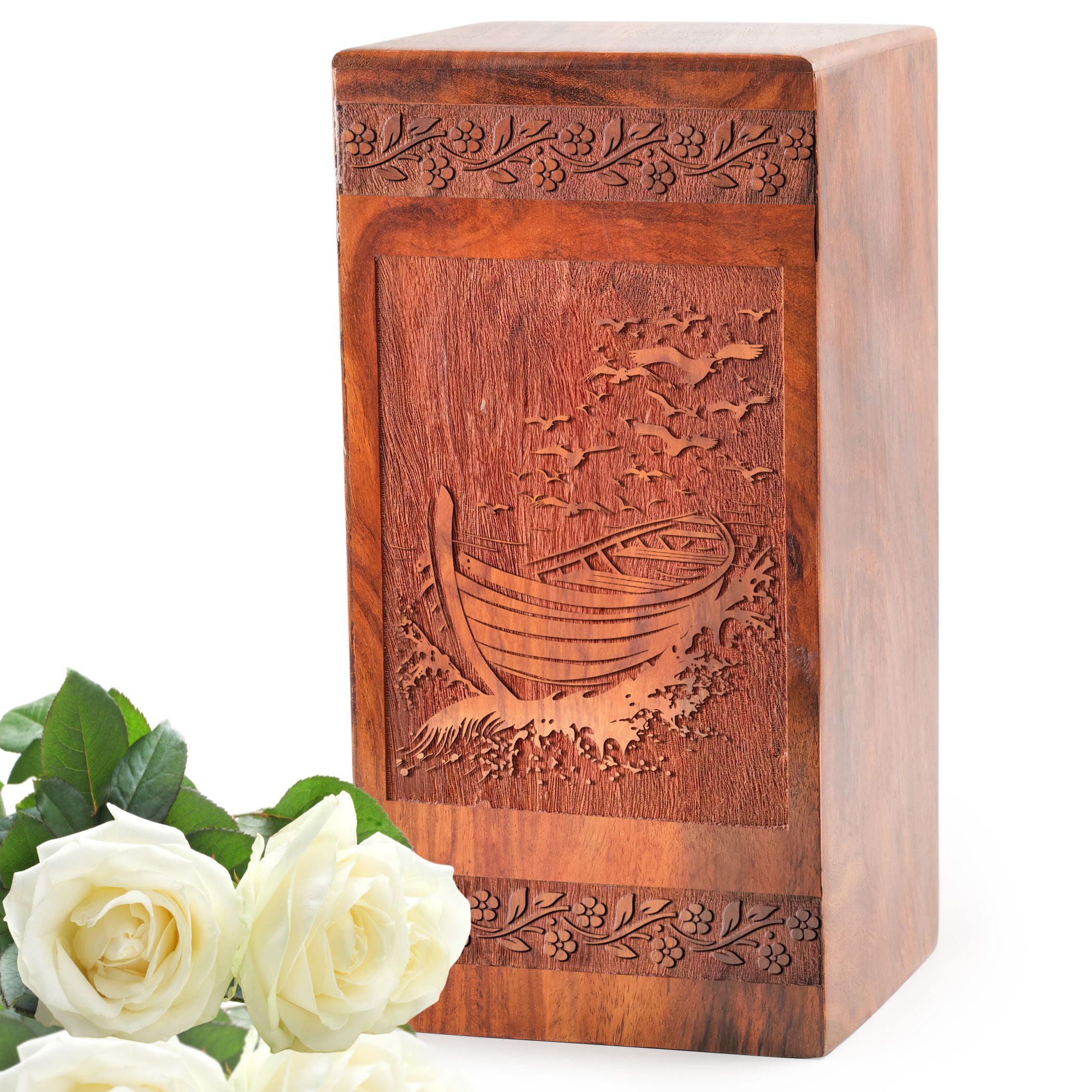 KARYLIZ Fishing Boat Wood Urns - Ash Holders For Human Ashes - Large Urns For Human Ashes Adult Female - Wood Urn For Ashes Adult Male - Urns For Cremation Ashes - Funeral Urns For Men 10 Inch