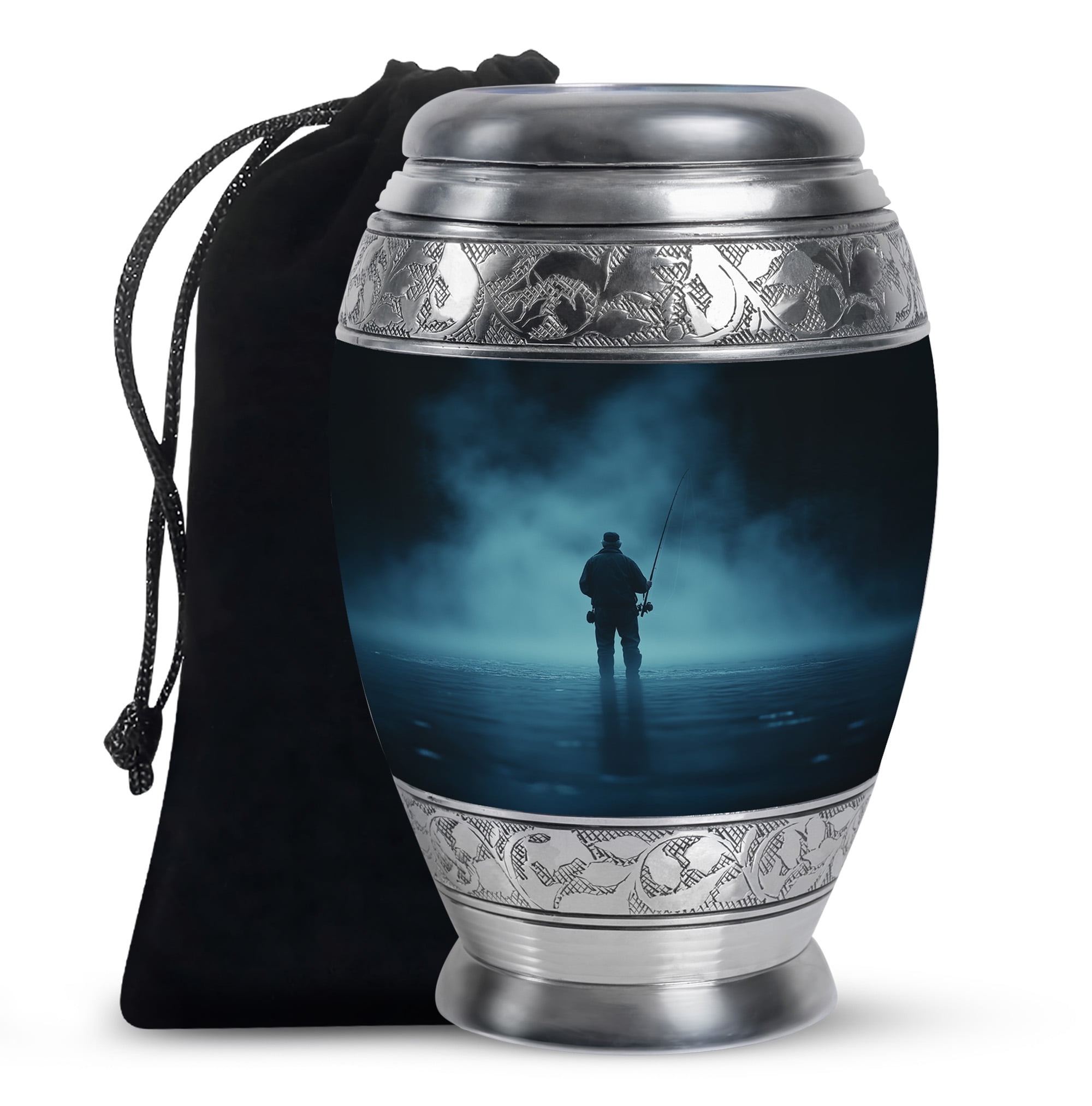 KARYLIZ Fishing Cremation Urns For Human Ashes, Urn for Ashes, Large Urns for Human Ash, Funeral & Burial Cremation for Adult Remains, Memorial Gift, 10 Inch