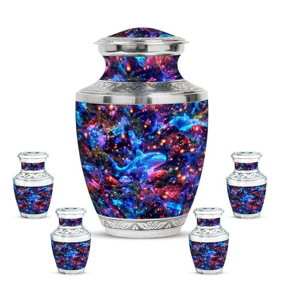 KARYLIZ Fishing Urns for Human Ashes Adult Man - Black Urn for Ashes for Women - Small Urns For Human Ashes Keepsake - Large Cremation Urn For Female & Male