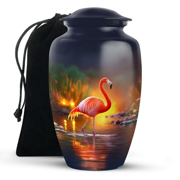 KARYLIZ Flamingo Large Urn for Male and Female, Cremation & Memorial Urns for Couples, Handcrafted Urn for Ashes