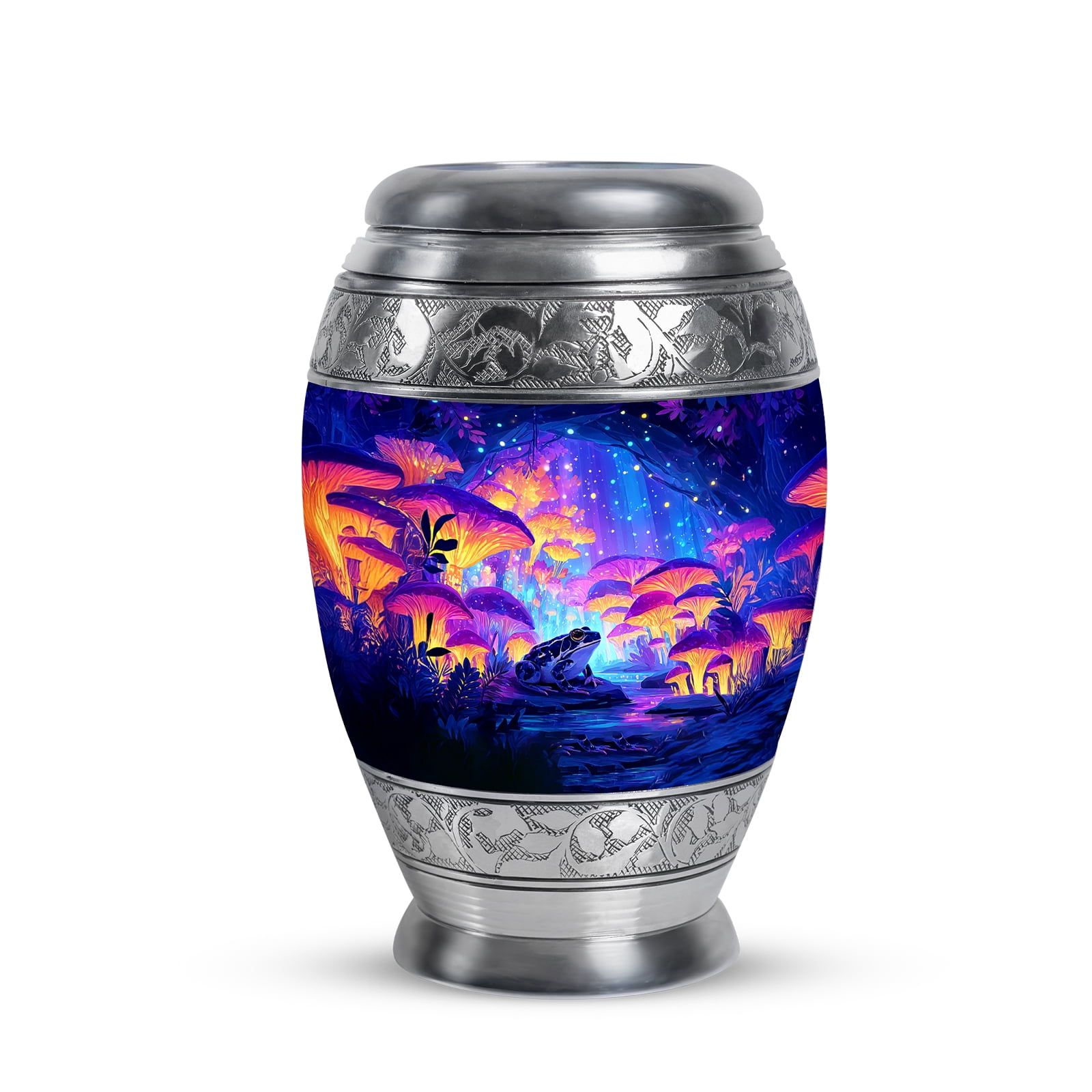 KARYLIZ Frogs Cremation Urns For Human Ashes - Memorial Urns For Human Ashes Adult Female - Mushrooms Keepsake Urn For Women & Men - Electric Blue Decorative Urn For Male - Memorial Tribute 3 Inch