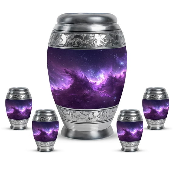 KARYLIZ Galaxy Urns For Human Ashes - Urn For Human Ashes Adult Male - Ashes Keepsake - Purple Large Funeral for Human Ashes Adult Female - Urn (Combo Of 5, 10 Inch & 3 Inch)