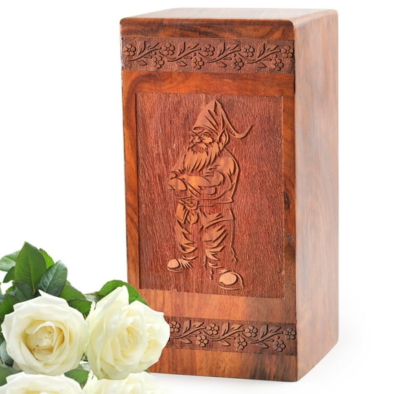 KARYLIZ Garden Gnome Wooden Adult Urns - Urns For Adult Female - Funeral Urns For Adult Ashes Men - Cremation Urns White - Urn For Cremation Ashes - Urns For Ashes Unique - Urns For Ashes 14 Inch