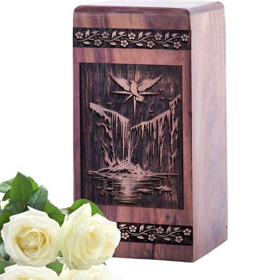 KARYLIZ Glacier Wooden Urn Box Small - Urns For Human Ashes Adult Male - Unique Urns - Wood Urns For Human Ashes - Ashes To Ashes Cremation - Wood Urns For Human Ashes 5 Inch