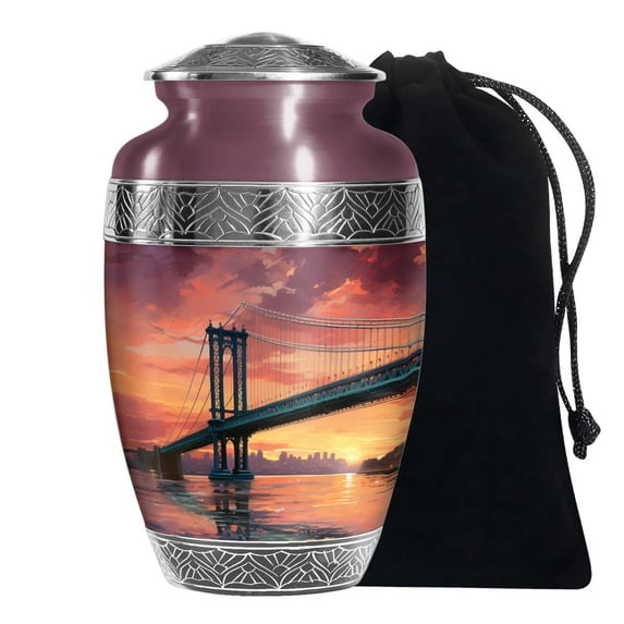 KARYLIZ Golden Gate Bridge Funeral Urns For Adult Ashes Men - Cremation Urns For Human Ashes Adult Female - Urn For Mom Ashes - Cremation Urns Large Adult - Burial Urn - Ash Holders (Size -10")