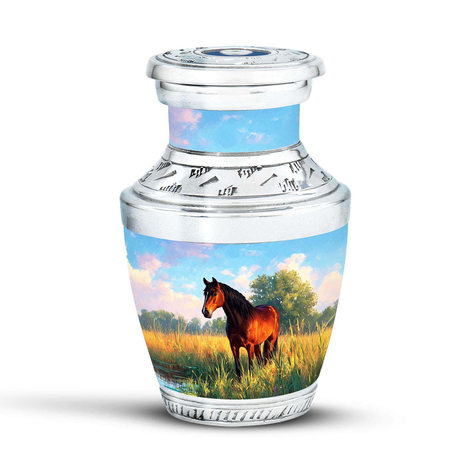 KARYLIZ Horse Urn&nbsp;Cremation for Ashes - Blue Urns For Human Ashes Adult Male & Female - Mini Keepsake Urns For Human Ashes Adult Man - Funeral & Burial Urn for Women - Decorative Gift - 3 Inch