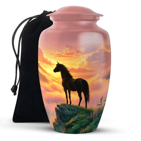 KARYLIZ Horse Urns - Funeral Urns For Human Ashes Adult Male - Large Pink Cremation Urn For Women & Men - Burial Urns For Mom & Dad