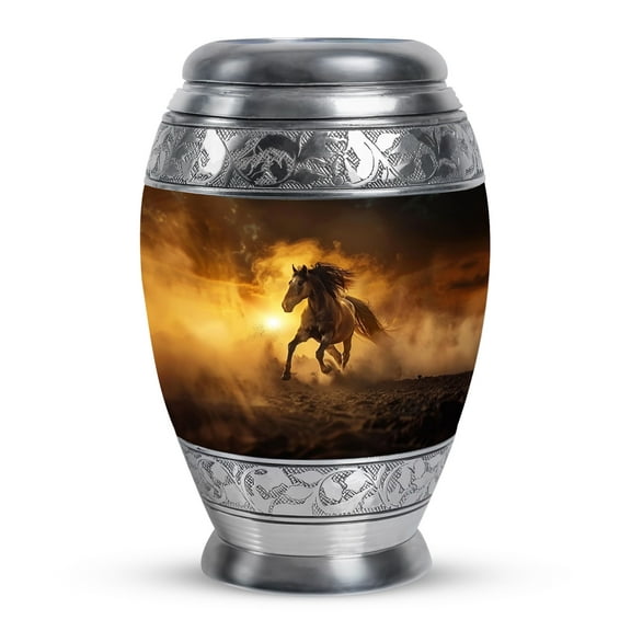KARYLIZ Horse Urns For Human Ashes Adult Man - Urn for Ashes for Women - Wild Stallion at Sunset Large Capacity Urns for Human Adult Male & Female - Funeral Cremation Urn