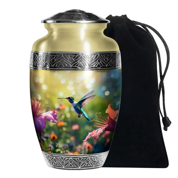 KARYLIZ Humming Bird Funerals For Ashes Of Loved Ones - Purple Urns For Human Ashes Male - Large Ashes Funeral - Funeral Urns For Women - Large Burial Urns For Adult Human Ashes