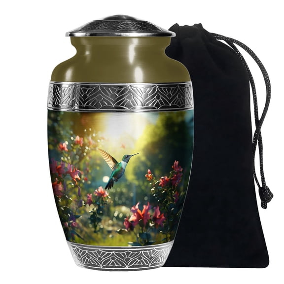 KARYLIZ Humming Bird Urn - Cremation Urns For Men - Large Urns For Human Ashes Dad - Burial Urns For Cremated Remains - Cremation Urns For Burial In Ground - Urns For Ashes Funeral (Size -10inch)