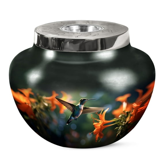 KARYLIZ Humming Bird Urn For Human Ashes - Large Urns For Ashes Adult Male - Memorial Cremation Urns For Women - Funeral Ash Holder - Unique Gifts For Ashes - Burial Urns For Human Ashes 10 Inch