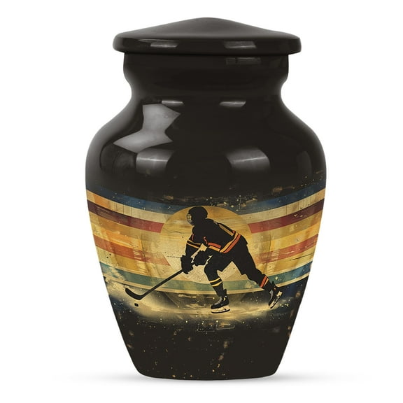 KARYLIZ Ice Hockey Urn - Black Cremation Urns For Men - Cremation Urns for Human Ashes Adults - Funeral for Ashes - Adult Urn for Human Ashes Female for Burial 1 Pcs 3 Inch