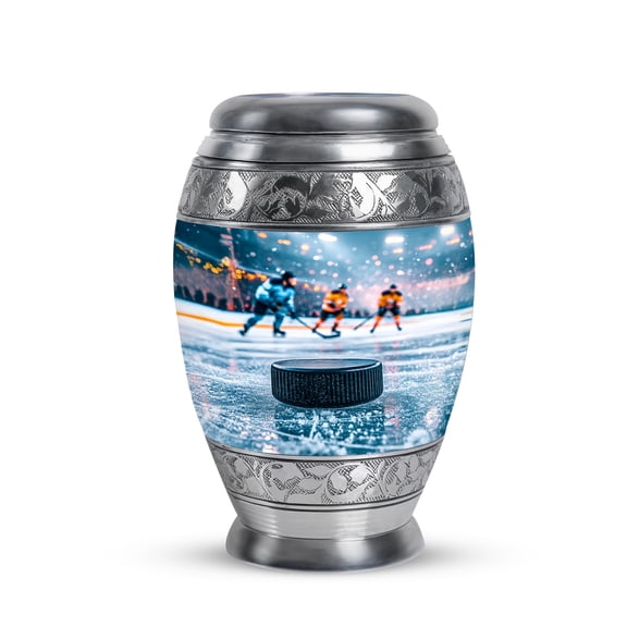 KARYLIZ Ice Hockey Urns for Human Ashes Adult Man - Sky Blue Cremation Urn for Women - Players Small Funeral for Human Ashes Keepsake - Cremation for Mom - Mini Keepsakes for Male & Female (3inch)