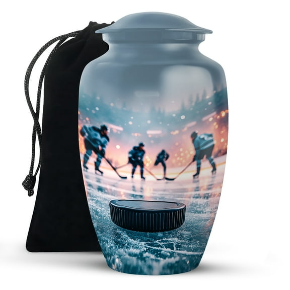 KARYLIZ Ice Hockey Urns For Women Human Ashes - Blue Memorial Funeral Urns for Ashes Adult Male and Female - Sports Players Funeral Urn For Ashes For Mom And Dad