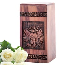 KARYLIZ Jesus Christ Wooden Box Urns For Human Ashes Timeless Funeral Urn - Cremation Urns For Men - Burial Urns For Adult Human Ashes - Memorial Urns For Human Ashes Large Urns