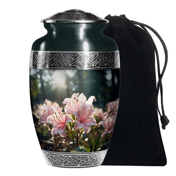 KARYLIZ Lily Flower Human Urns For Adult Ashes Father Large Unique Urn For Mom 10 Inch