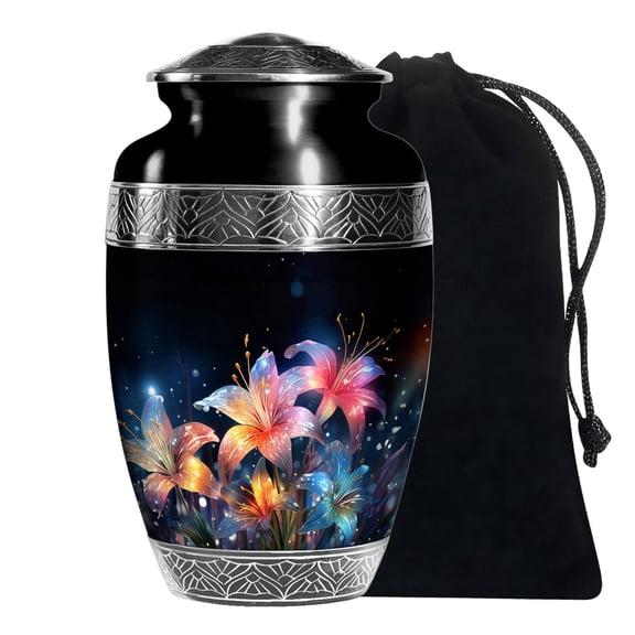 KARYLIZ Lily Flower Large Human Urns For Adult Ashes Sister Memorial Urn For Male Son 10 Inch