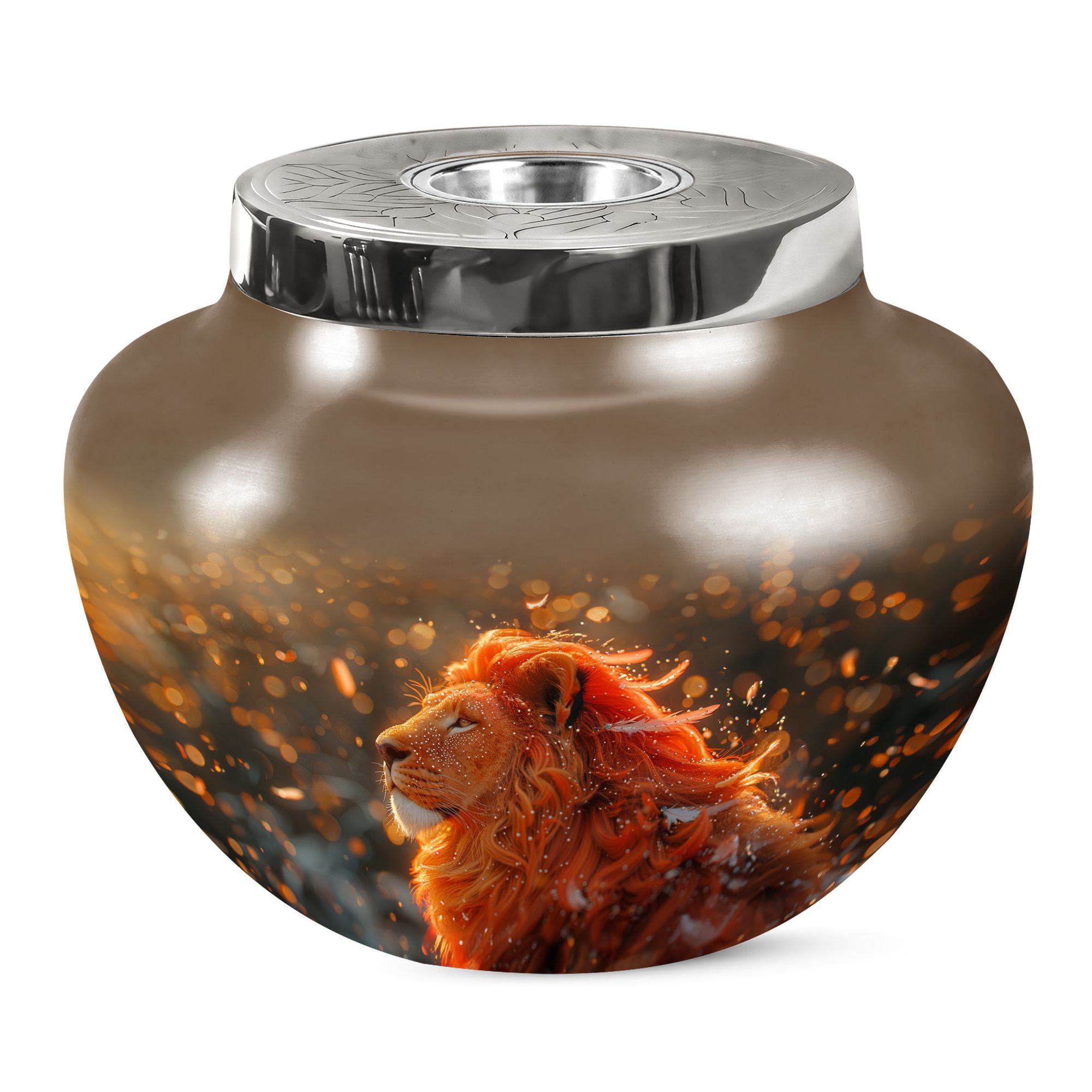 KARYLIZ Lion Urn For Human Ashes Adult Male - Large Urn For Human Ashes Adult Female - Memorial Urn - Funeral Ashes Holder - Decorative Cremation Urns - Ashes Holder For Women And Men