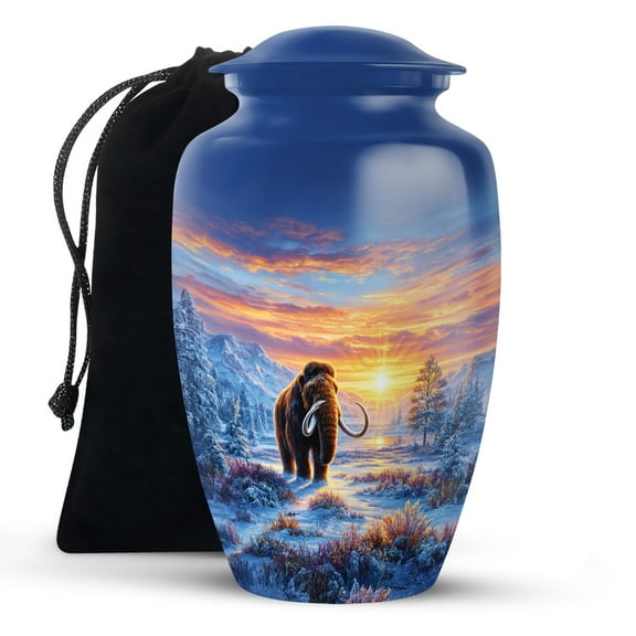 KARYLIZ Maammoth Urns - Sunrise Cremation Urns for Human Ashes Adult Female & Male - Blue Large Funeral Urn for Man - Decorative Memorial Tribute