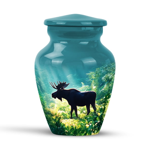 KARYLIZ Moose Urns For Human Ashes Adult Female / Male - Cremation Urns for Human Ashes - Moose Burial Urn for Man / Women - Memorial Gift for Father Mother - Small Keepsake Urn - 3 Inch