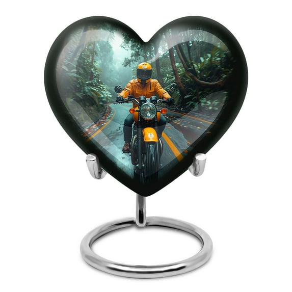 KARYLIZ Motorcycle Urn - Heart Urns For Human Ashes - Small Urn For Ashes Adult Male - Cremation Urns For Ashes For Men - Urns For Human Ashes Adult Woman (3 Inch)
