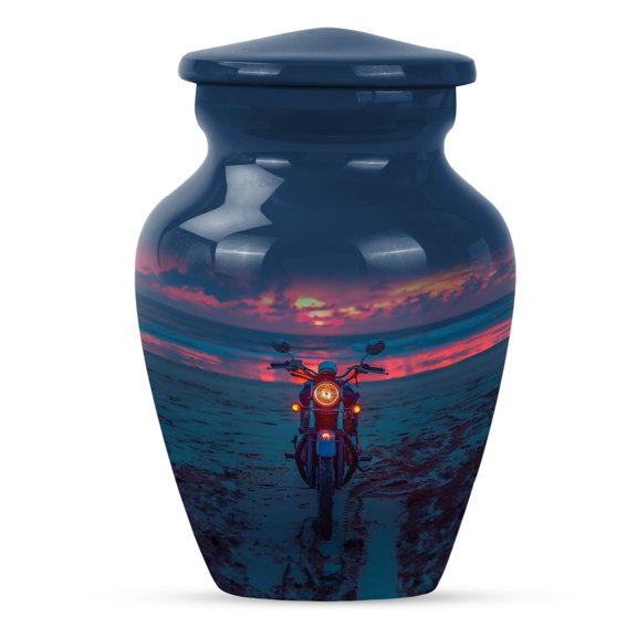 KARYLIZ Motorcycle Urn - Sunset Blue Urn - Keepsake Cremation Urn for Human Ashes Adult Man & Women - Funeral for Human Ashes - Funeral Memorial Urn for Women & Men 3 Inch