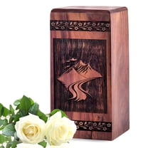 KARYLIZ Mountain Wooden Urns For Cremation Ashes Mother & Father Funeral - Large Urns For Burial Adult Male For Women For Men 14 Inch