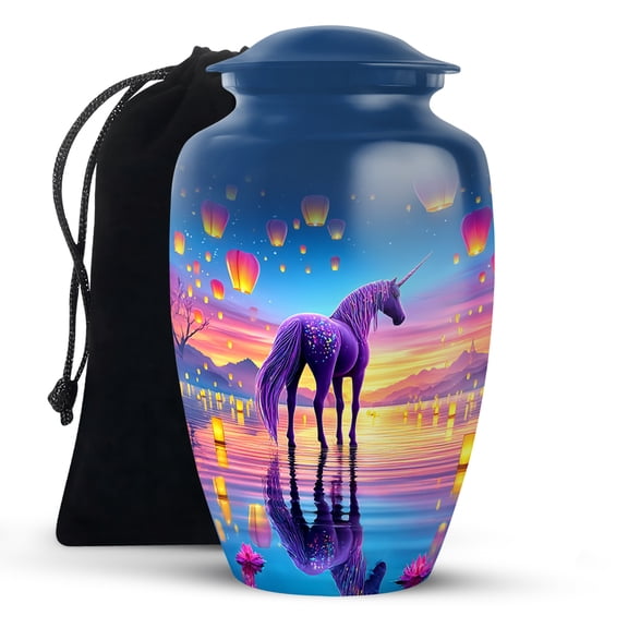 KARYLIZ Mystical Unicorn Funeral Urns For Adult Ashes Men - Blue Urns For Male & Female - Funeral Cremation Urn For Mom & Dad - Memorial Urns For Women