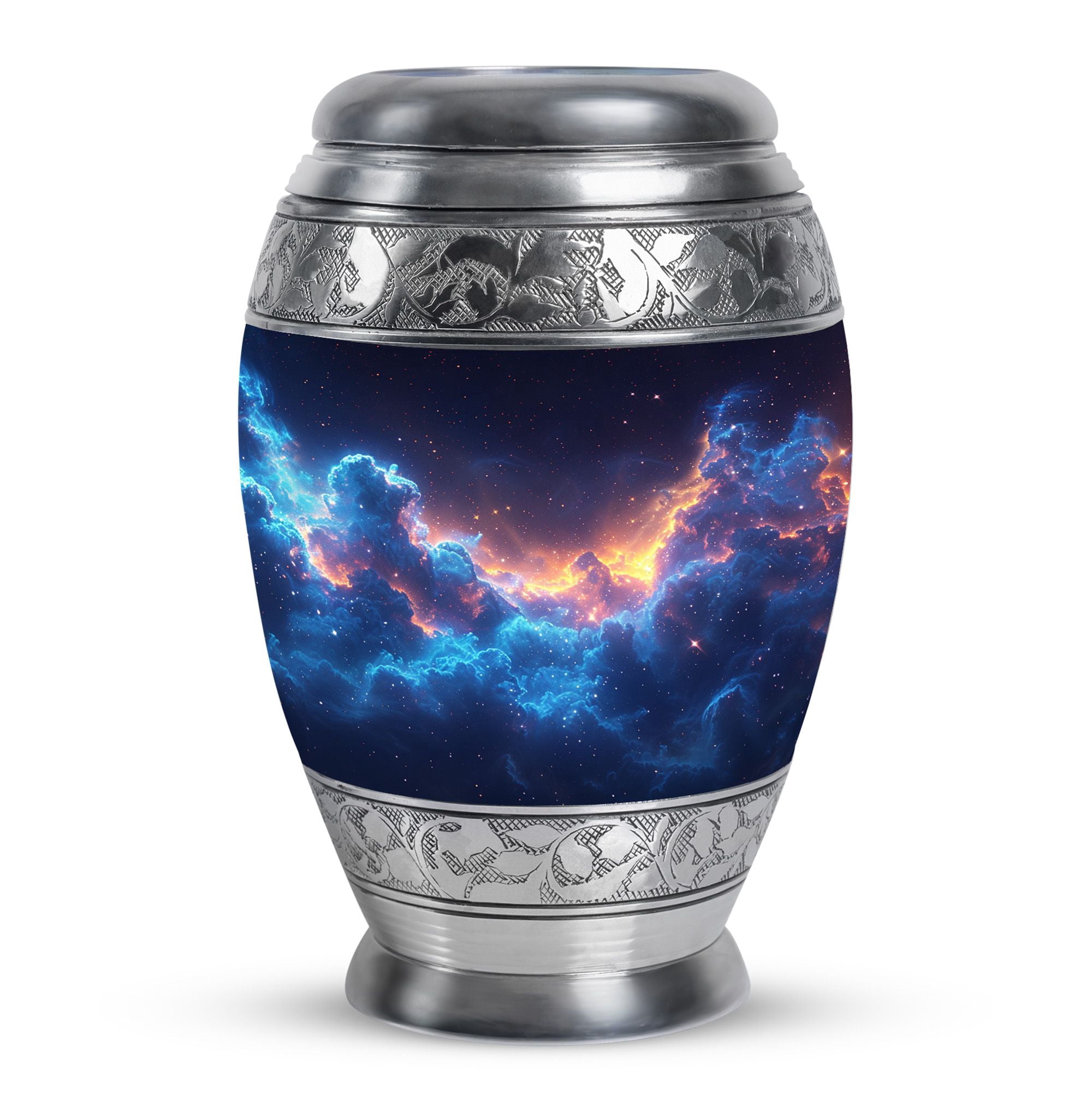 Goroly Home Hand Engraved Pewter Cremation Urn – 10 Inch Antique Silver, Cardinal Design, Holds Up To 200 Lbs, For Funeral, Burial, Or Display 7 thumbnail image