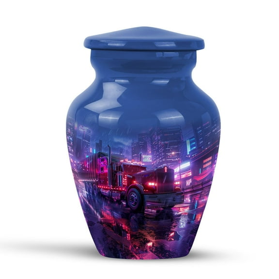 KARYLIZ Neon Truck Urns for Ashes Adult Female - Blue Funeral Cremation Urn for Women & Men - Memorial Urns for Dad - Burial Ashes Keepsake for Adult Male