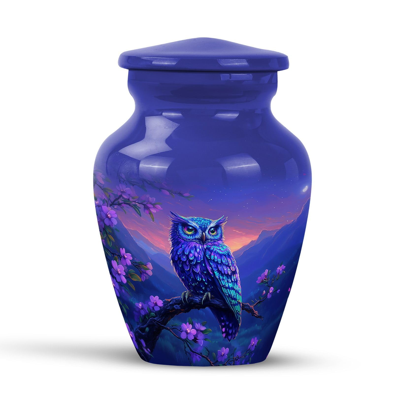 KARYLIZ Owl Urns for Human Ashes - Purple Cremation Urn for Women Mom - Funeral Urn for Adult Ashes Dad - Purple Flower Urns for Adult Female