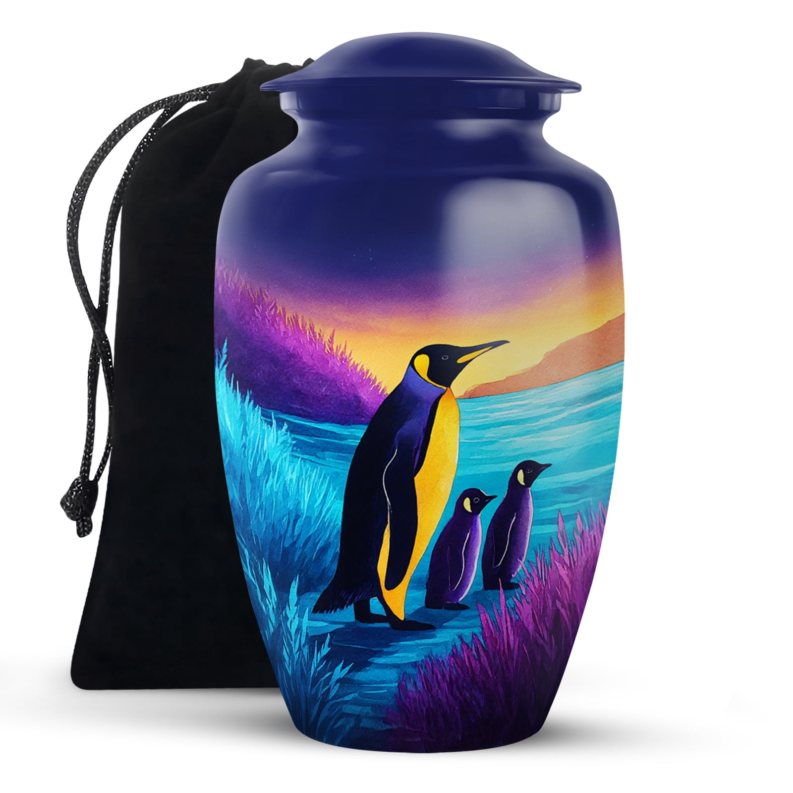 KARYLIZ Penguin Urns For Human Ashes Adult Female - Cremation Urns for Human Ashes - Burial Penguin Paradise Urn for Women & Men - Memorial Gift for Grandfather - Large - 10 Inch