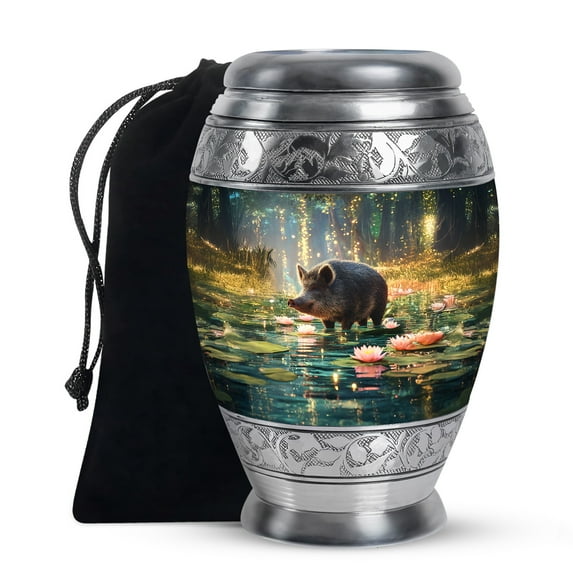 KARYLIZ Pig Funeral Urns For Adult Ashes Men - Blue Large Funeral Urn For Adult Female - Urn For Ashes Adult Male - Funeral Cremation Burial Urns For Women - Memorial For Mom & Dad 10 Inch