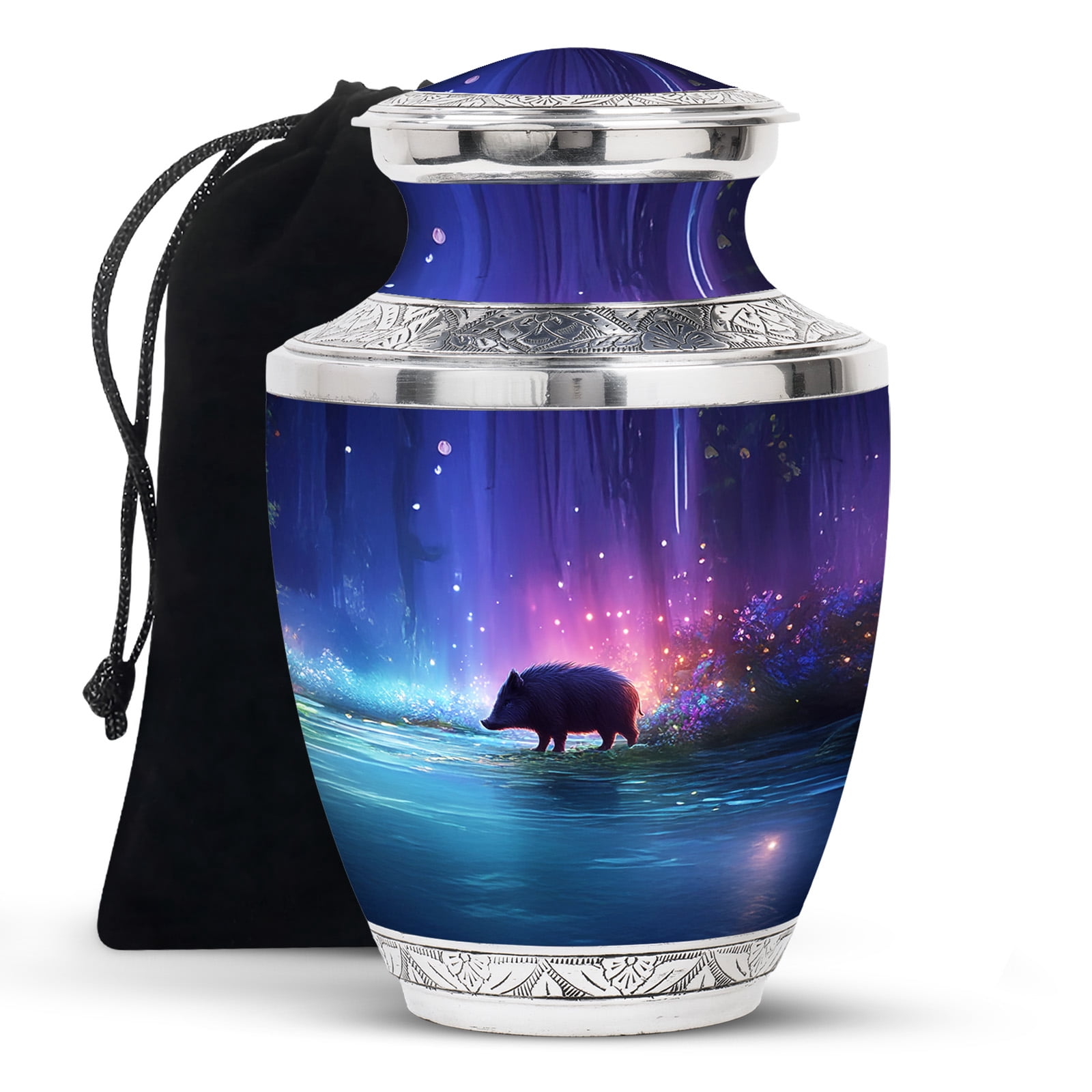 KARYLIZ Pig Urns For Human Ashes Adult Female - Large Urn For Human Ashes Adult Male - Blue Funeral For Cremation - Memorial Urns For Human Ashes - Burial Urn For Women & Men - 10 Inch