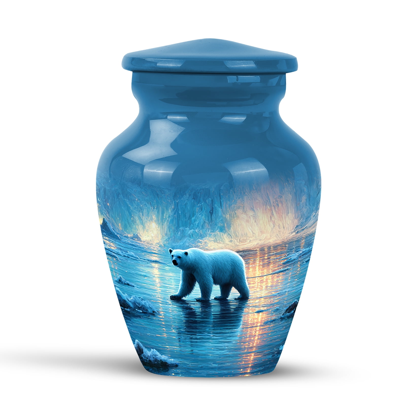 A Painting Of A Polar Bear And Two Cubs In The Snow, Arctic Landscape Icebergs Bears Image395669574