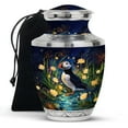 thumbnail image 1 of KARYLIZ Puffins Decorative Urns - Large Urn For Human Ashes Male & Female - 200 Cubic Inches - Blue Memorial Cremation Urn Human Ashes - Flowers Funeral Urns For Man & Women with Velvet Bag (10inch), 1 of 7