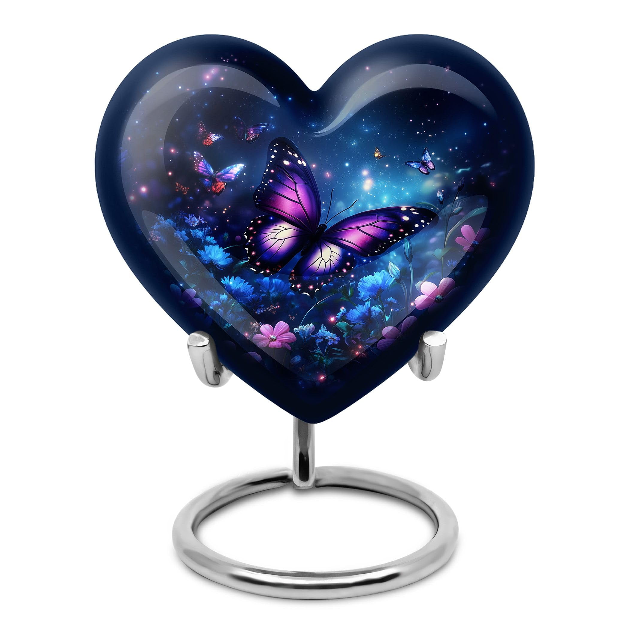 KARYLIZ Purple Butterfly Urn for Human Ashes Adult Man - Mini Keepsake - Blue Cremation Urn with Butterflies for Ashes Adult Female - Funeral Urn for Men, Memorial Ash Miniature Urn for Women 3 Inch