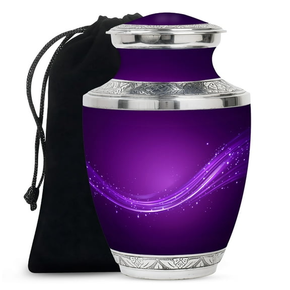 KARYLIZ Purple Urns - Urns For Human Ashes Adult Female - Decorative Funeral Burial Urn For Ashes Adult Male - Adult Cremation Urn For Human Ashes - Funeral for Man & Women (10 Inch)