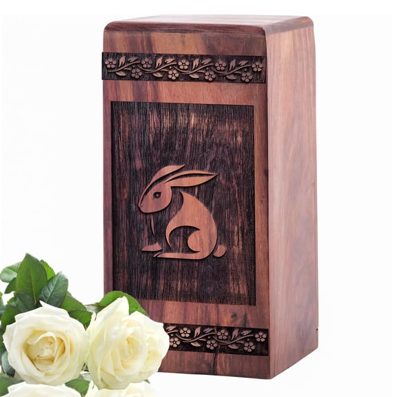 KARYLIZ Rabbit Urns For Ashes - Large Capacity Urns For Human Ashes - Wooden Cremation Urn For Ashes Adult Male - Funeral Urns For Women - Burial Urns For Adult Human Ashes - Urns For Men 14 Inch