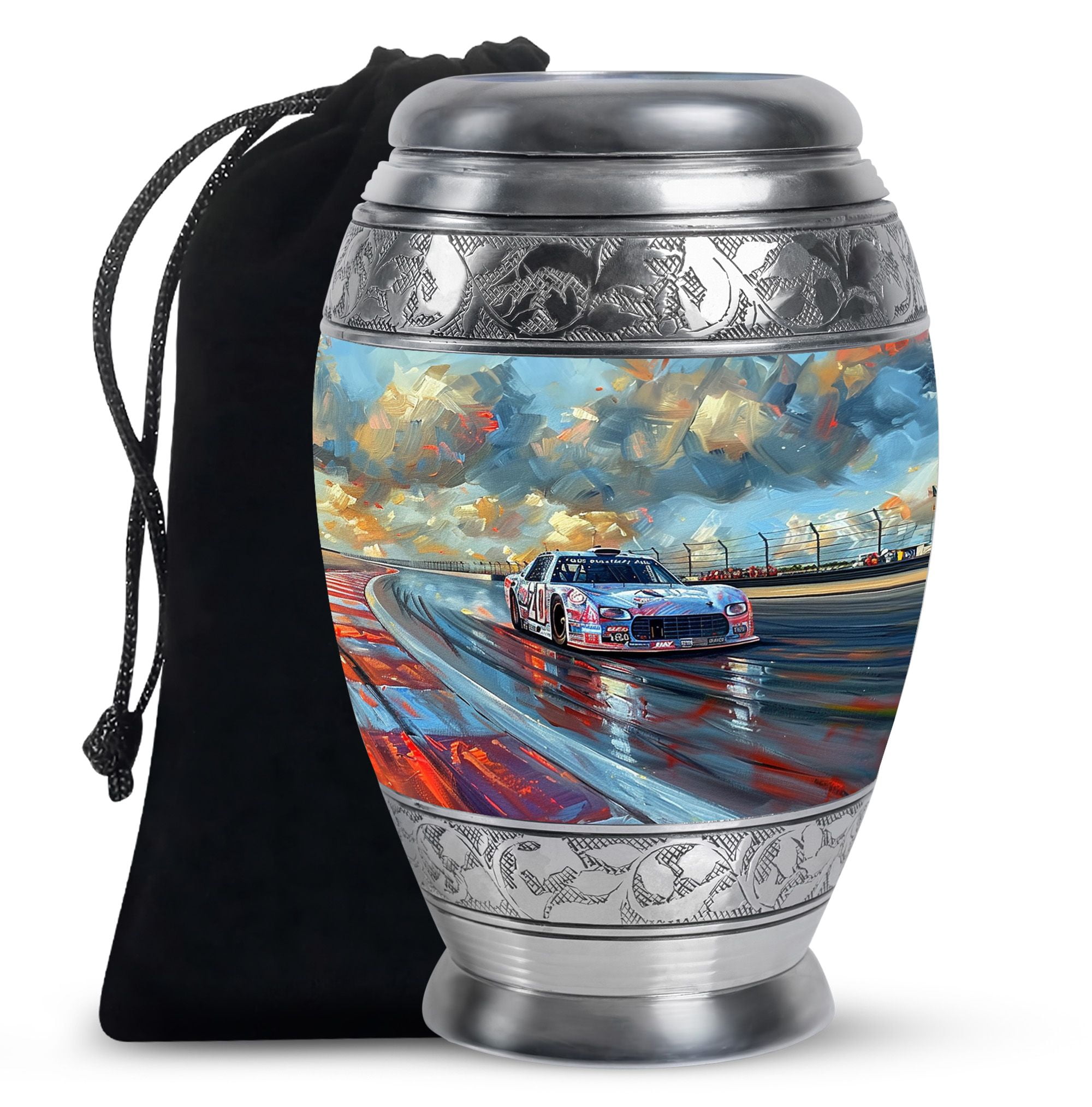 KARYLIZ Race Car Cremation Urns For Human Ashes Adult Man - Urns For Men Ashes Adult Male - Blue Racer Car Cremation Urn For Human Ashes Adult Female - Cremation Burial Funeral Urn (10Inch)