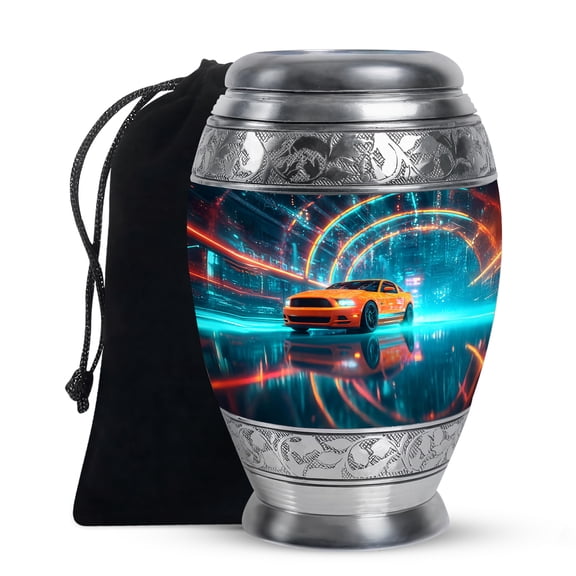 KARYLIZ Race Car Urns&nbsp;For Human Ashes, Large Cremation Urns for Human Ashes Remains Female & Male - Mountaion Car Funeral Urn for Women & Men - Blue Urn (Up to 200 Cubic Inches)