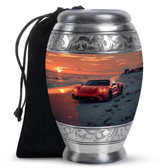 KARYLIZ Racer Car Urns For Human Ashes Adult Man - Cremation Urns For Human Ashes - Large Urn For Ashes Adult Male - Urns For Human Ashes Adult Female - Decorative Urn For Ashes Adult Female 10Inch