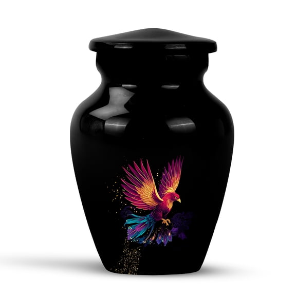 KARYLIZ Radiant Phoenix Small Cremation Urns for Human Ashes Adult Male, Black Burial Urns for Cremated Remains, Memorial Urn for Women, Funeral Keepsake for Men, Small Urn for Mom & Dad 3 Inch