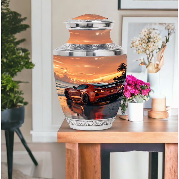 KARYLIZ Red Sports Racing Car Urn for Ashes Adult Male - Urns for Ashes for Women - Small Urn for Human Ashes Keepsake - Cremation Urns for Human Ashes - Funeral for Adult Ashes Men ( 10" & 3")