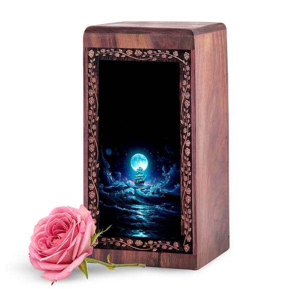 KARYLIZ Ship Wooden Urns for Human Ashes Adult - 5 Inch Small Keepsake Wooden Box for Adults - Engrave Wood Cremation Urn for Mother - Keepsake Box - Small Urn for Ashes for Women