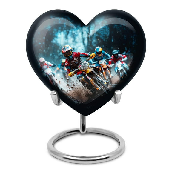 KARYLIZ Small Motorcycle Urn - Cremation Heart Urns - Little Urns For Human Ashes - Urns For Human Ashes Adult Male - Funeral Urns For Ashes Adult